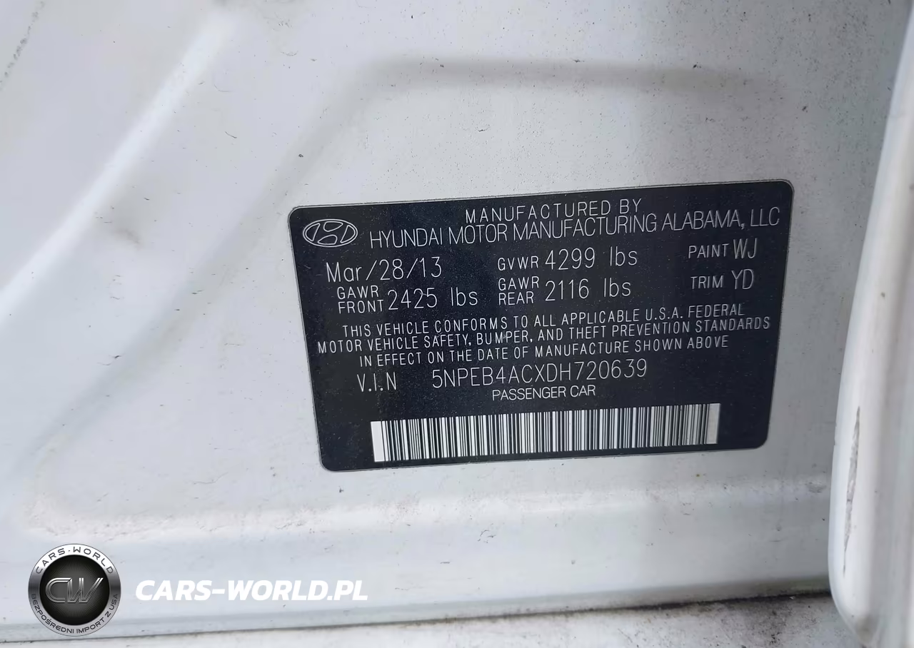 2013 Hyundai Sonata Gls VIN:5NPEB4ACXDH720639 - 9
