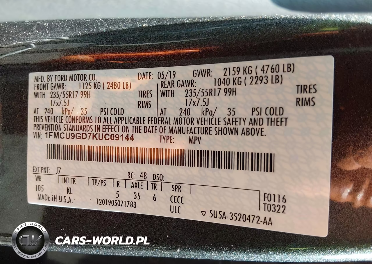 2019 Ford Escape Se VIN:1FMCU9GD7KUC09144 - 9