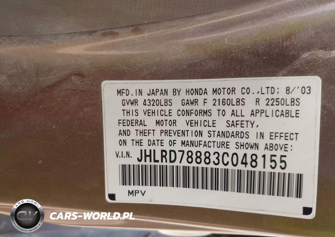 2003 Honda Cr-V Ex VIN:JHLRD78883C048155 - 9