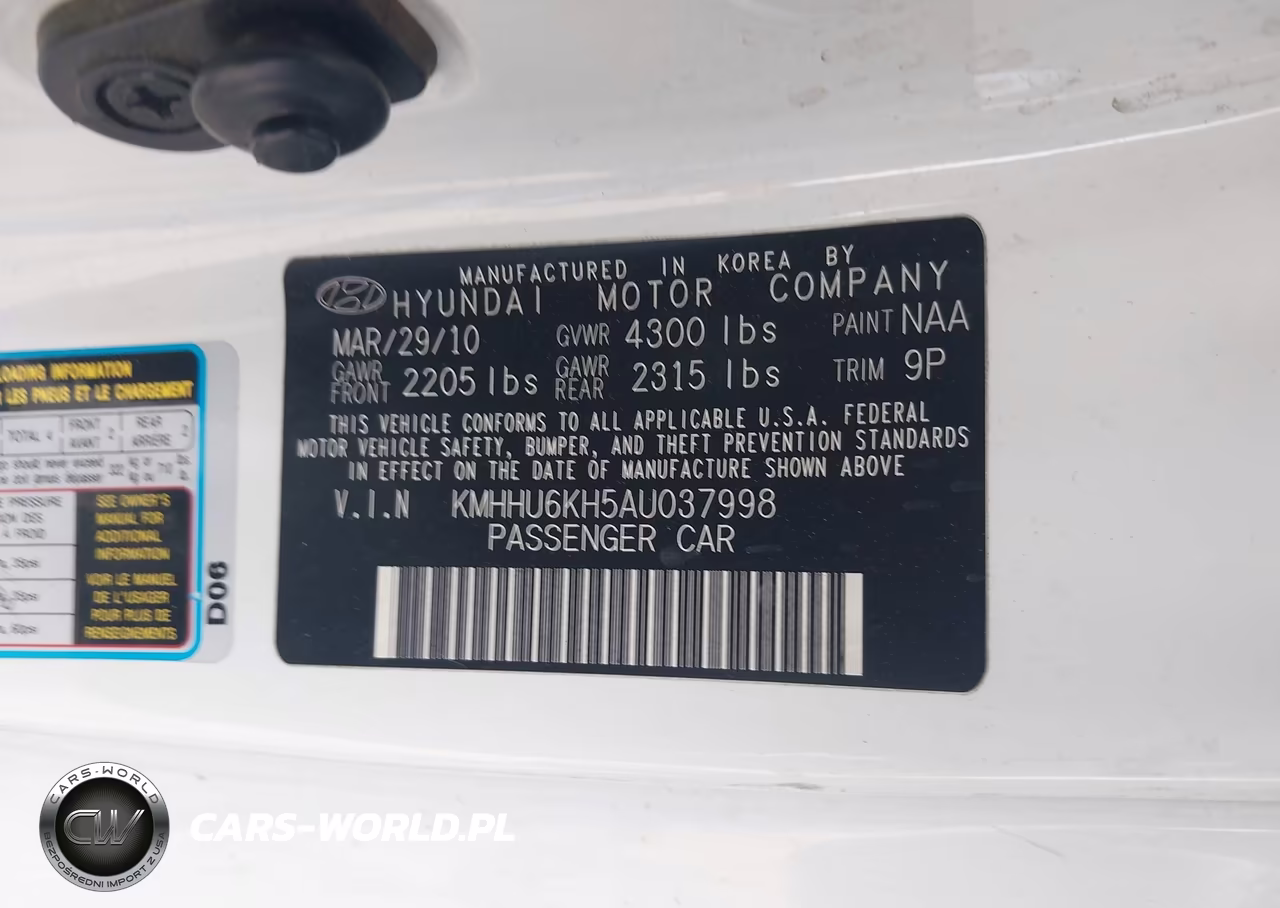 2010 Hyundai Genesis 3.8 VIN:KMHHU6KH5AU037998 - 9