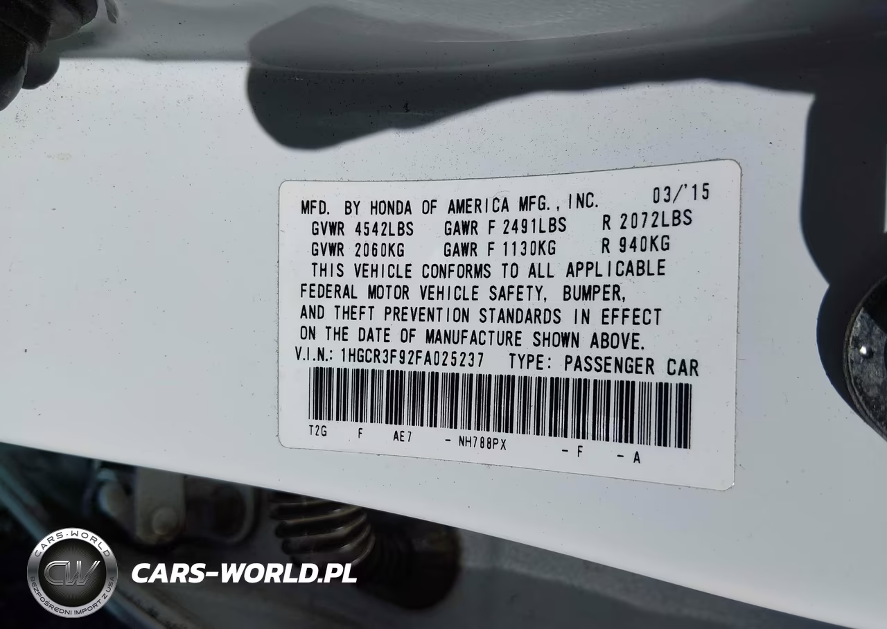 2015 Honda Accord Touring VIN:1HGCR3F92FA025237 - 9