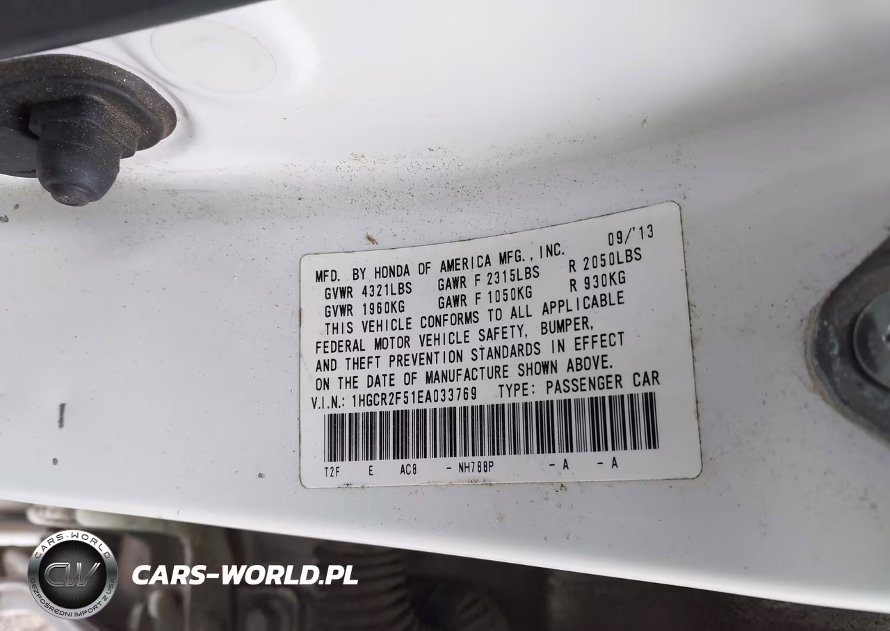 2014 Honda Accord Sport VIN:1HGCR2F51EA033769 - 9