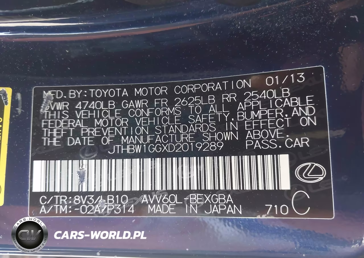 2013 Lexus Es 300H VIN:JTHBW1GGXD2019289 - 9