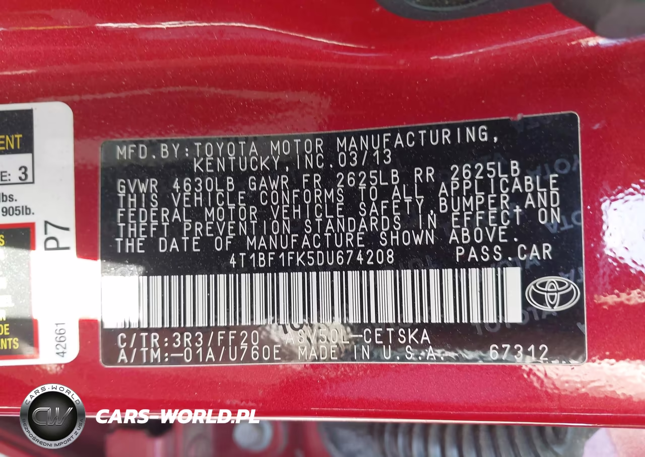 2013 Toyota Camry Se VIN:4T1BF1FK5DU674208 - 9