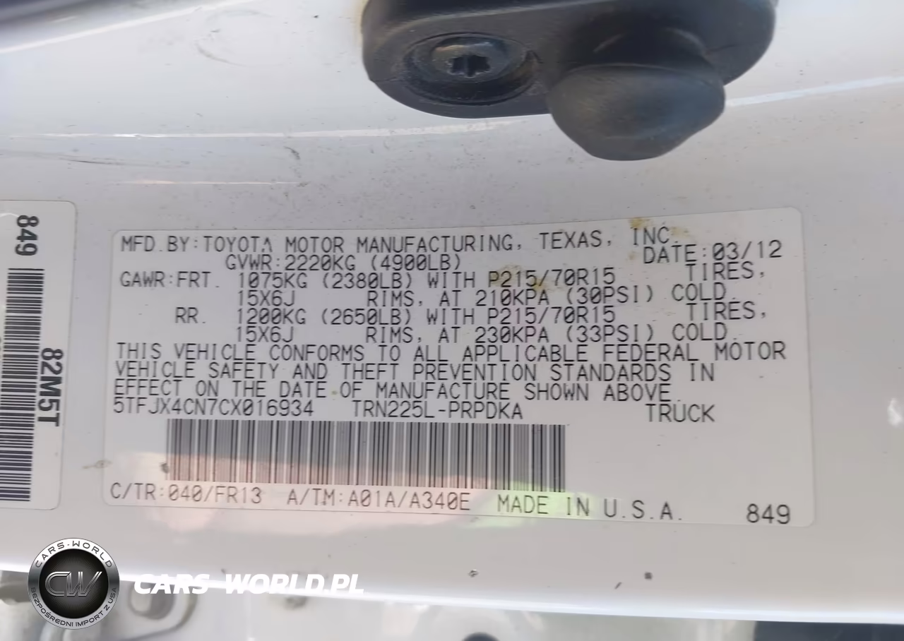 2012 Toyota Tacoma VIN:5TFJX4CN7CX016934 - 9