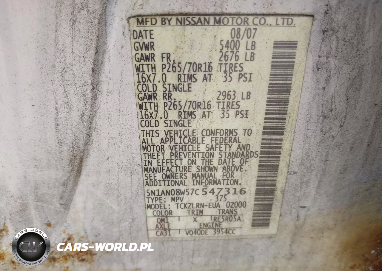 2007 Nissan Xterra S VIN:5N1AN08W57C547316 - 9