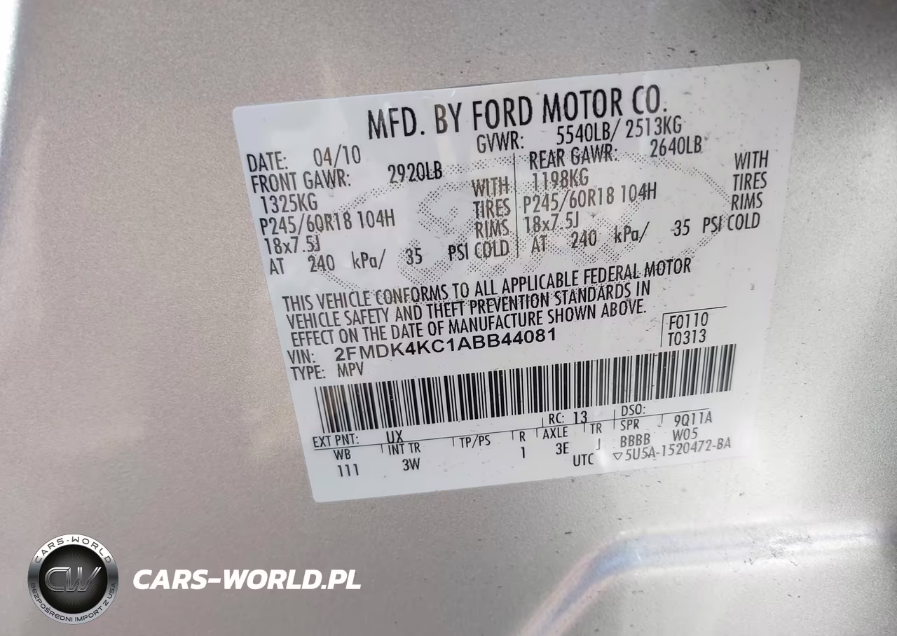 2010 Ford Edge Limited VIN:2FMDK4KC1ABB44081 - 9