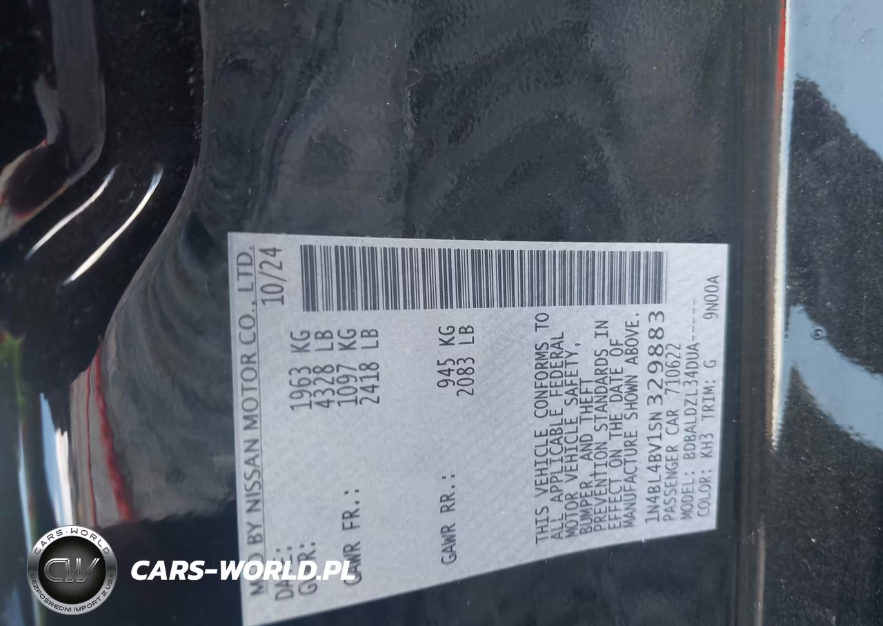 2025 Nissan Altima S Fwd VIN:1N4BL4BV1SN329883 - 9
