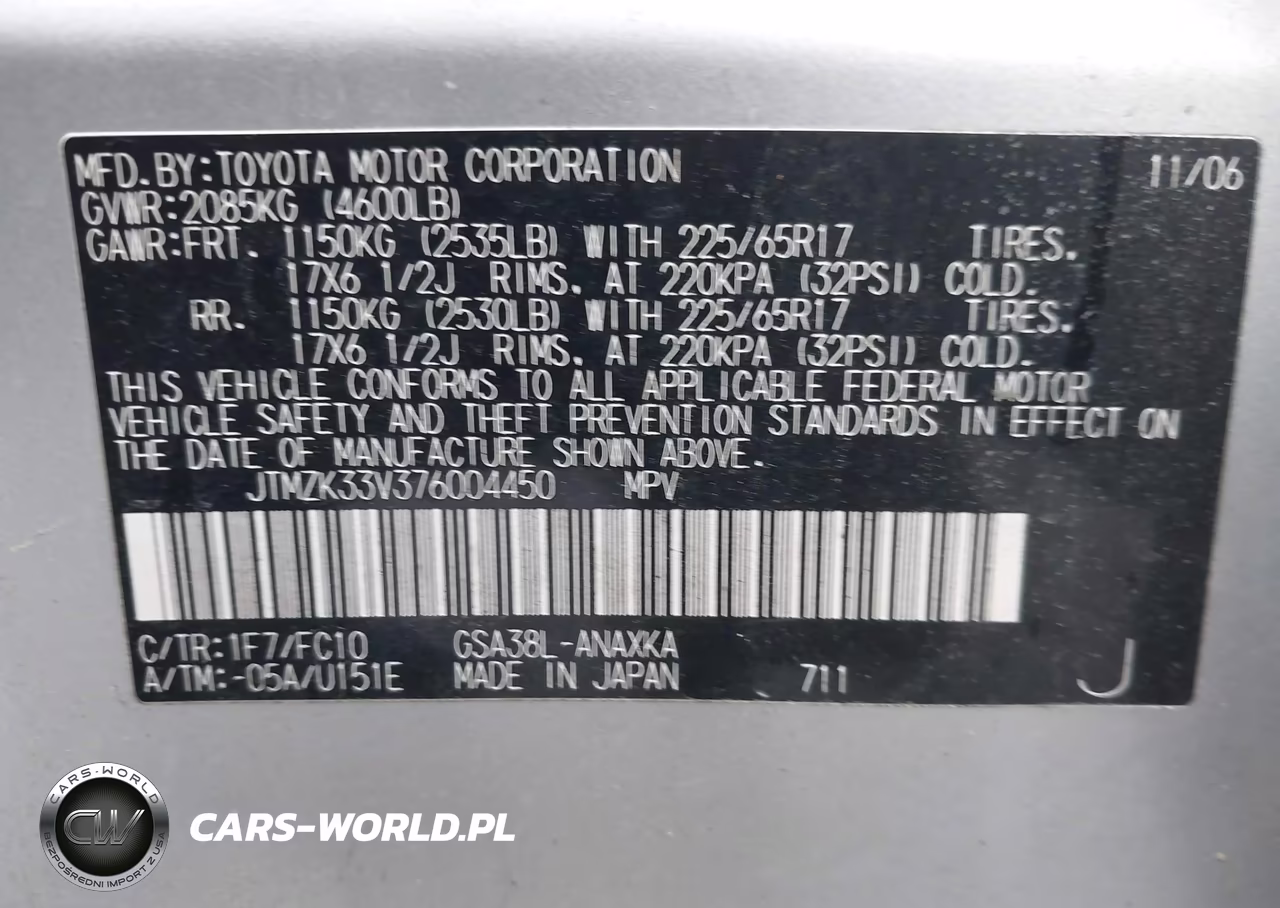 2007 Toyota Rav4 Base V6 VIN:JTMZK33V376004450 - 9