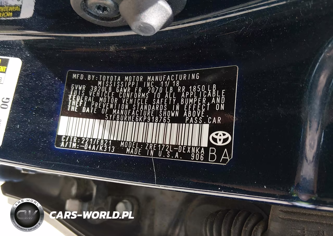 2019 Toyota Corolla Le VIN:5YFBURHE6KP918765 - 9