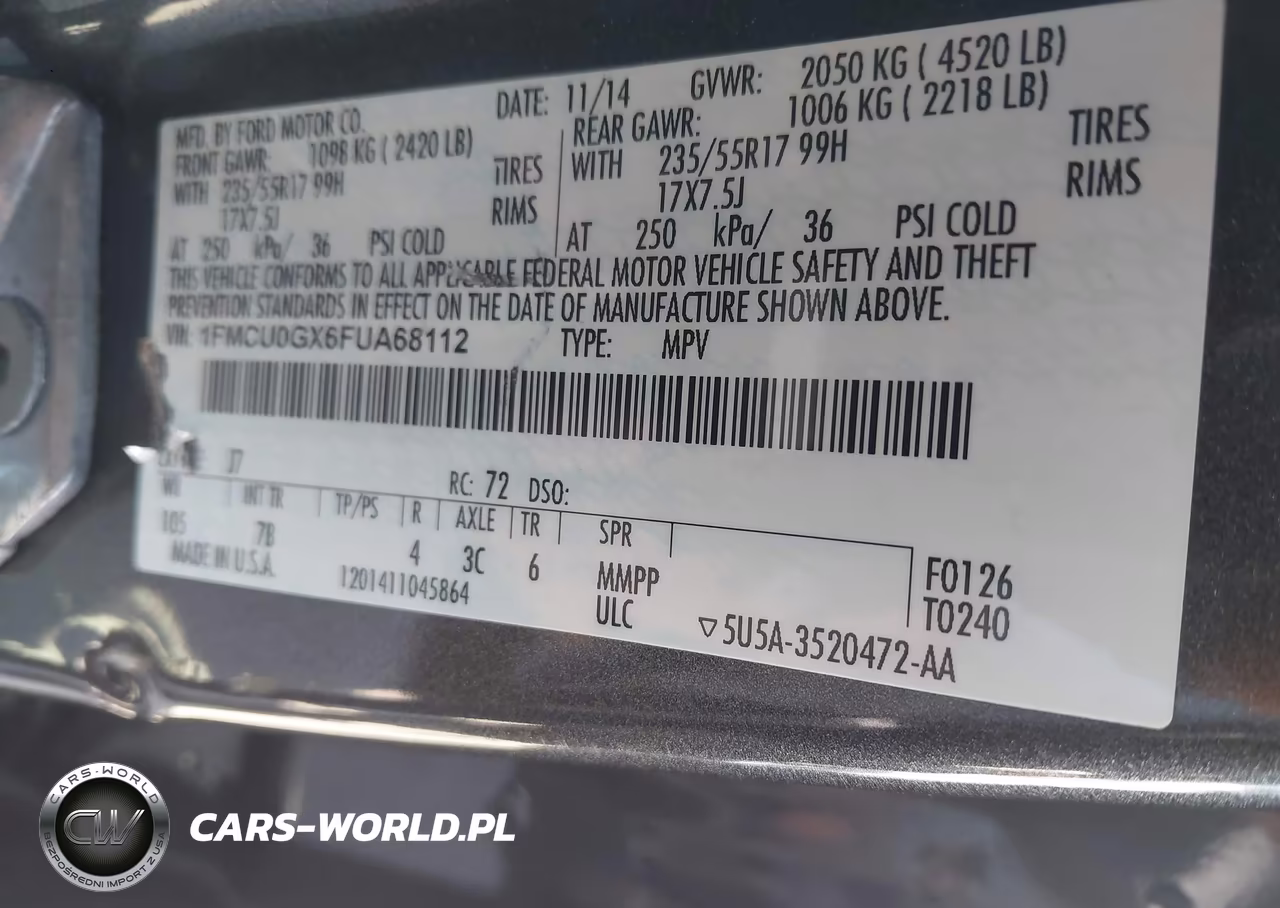 2015 Ford Escape Se VIN:1FMCU0GX6FUA68112 - 9