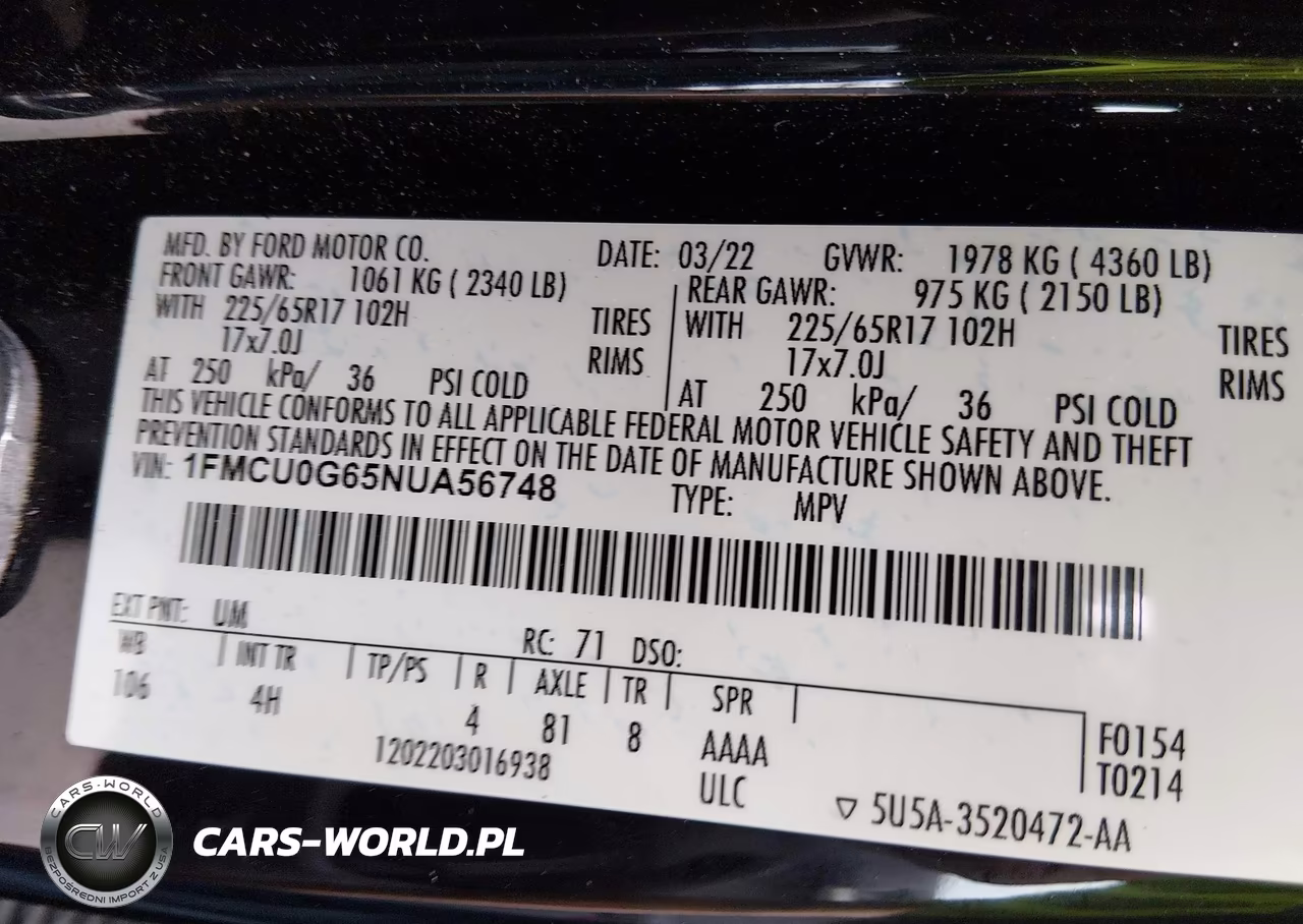 2022 Ford Escape Se VIN:1FMCU0G65NUA56748 - 9