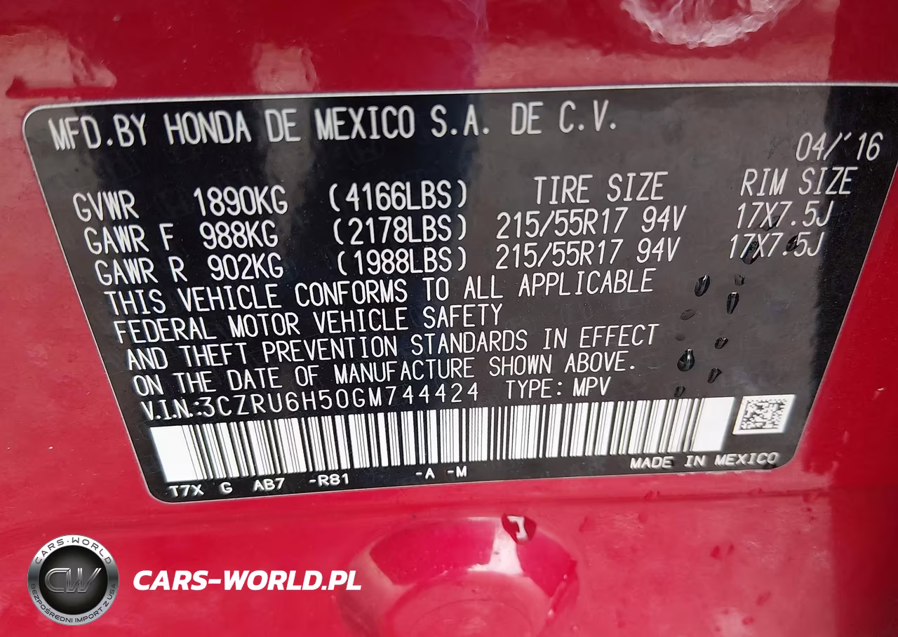 2016 Honda Hr-V Ex VIN:3CZRU6H50GM744424 - 9
