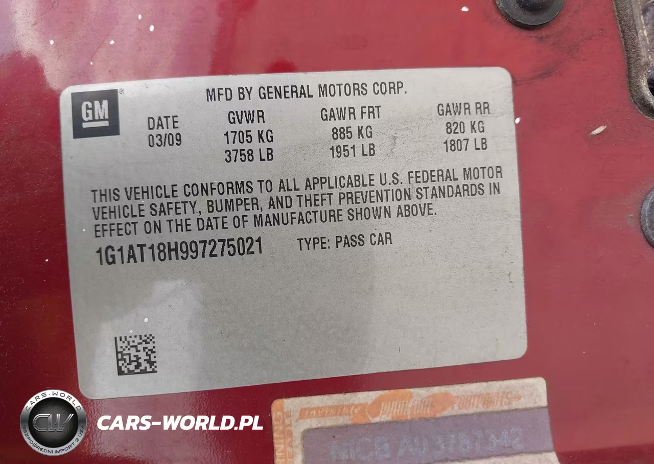 2009 Chevrolet Cobalt Lt VIN:1G1AT18H997275021 - 9
