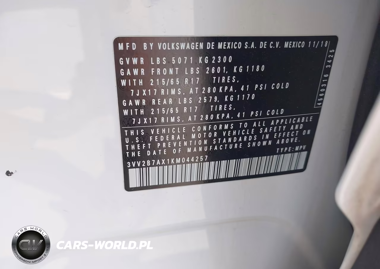 2019 Volkswagen Tiguan 2.0T Se-2.0T Sel-2.0T Sel R-Line-2.0T Sel R-Line Black VIN:3VV2B7AX1KM044257 - 9