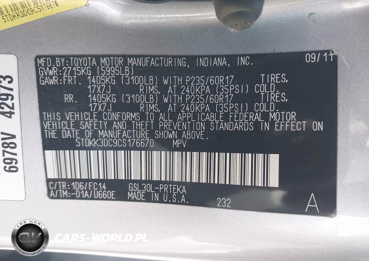 2012 Toyota Sienna Le V6 8 Passenger VIN:5TDKK3DC9CS176670 - 9
