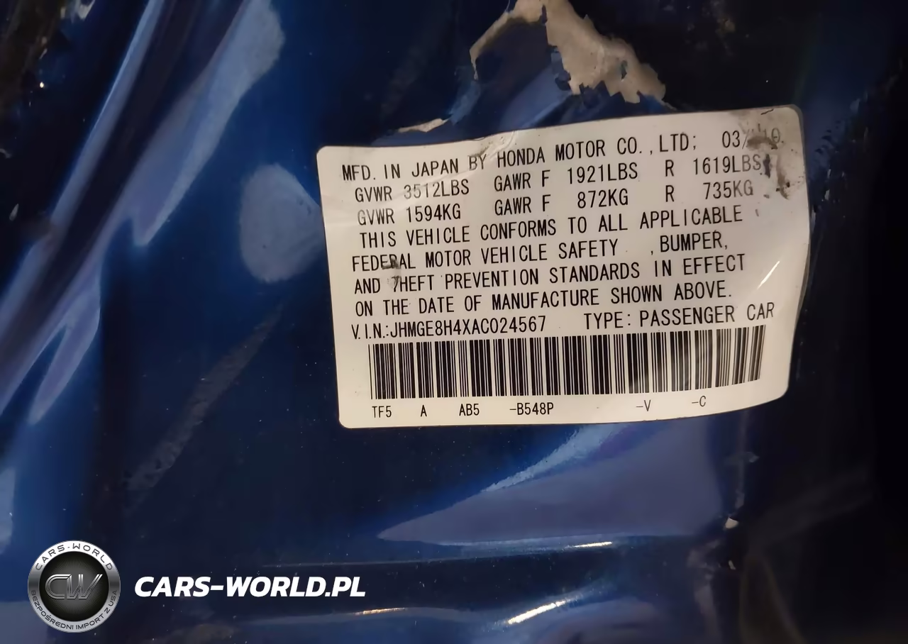 2010 Honda Fit Sport VIN:JHMGE8H4XAC024567 - 9