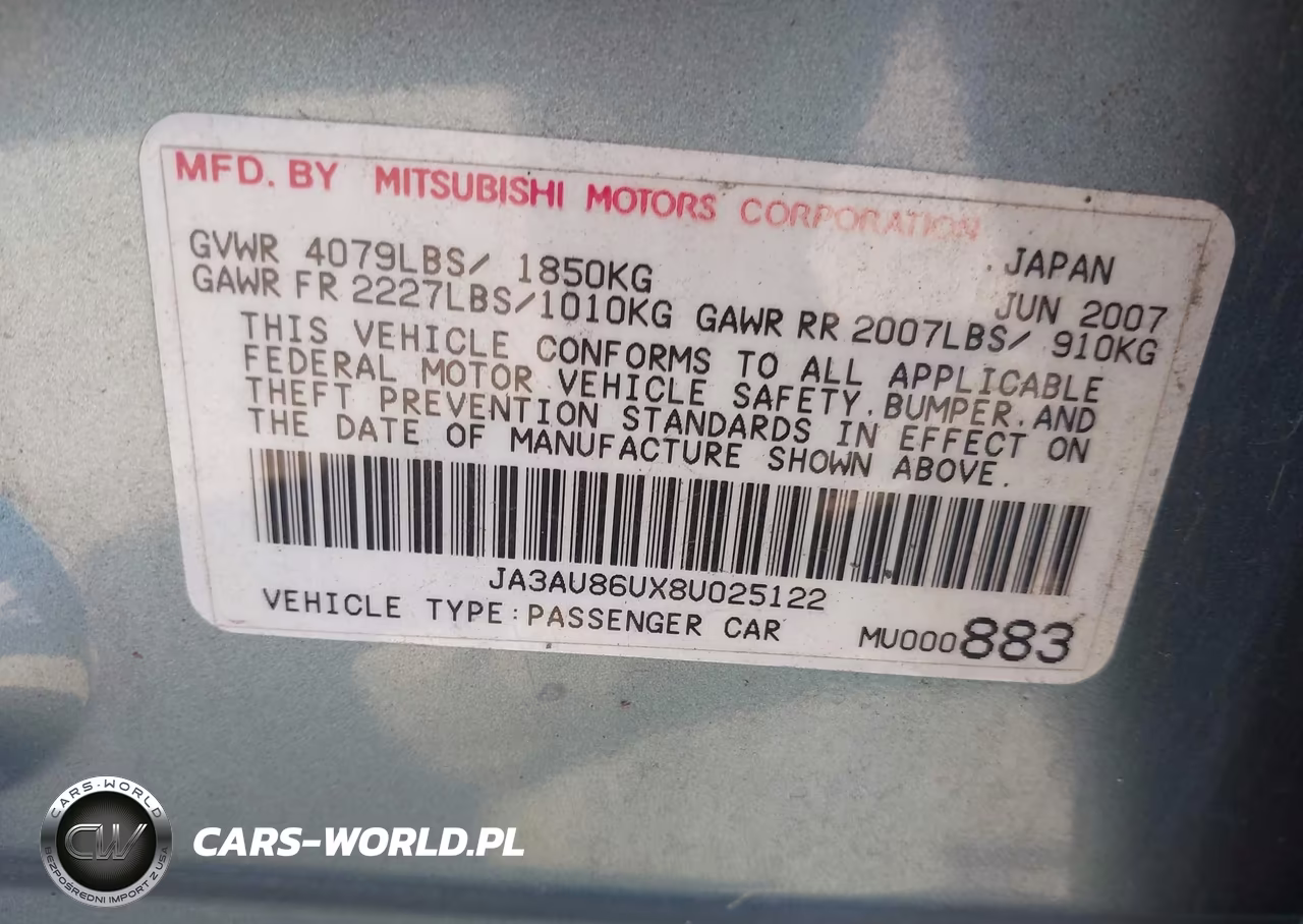 2008 Mitsubishi Lancer Gts VIN:JA3AU86UX8U025122 - 9