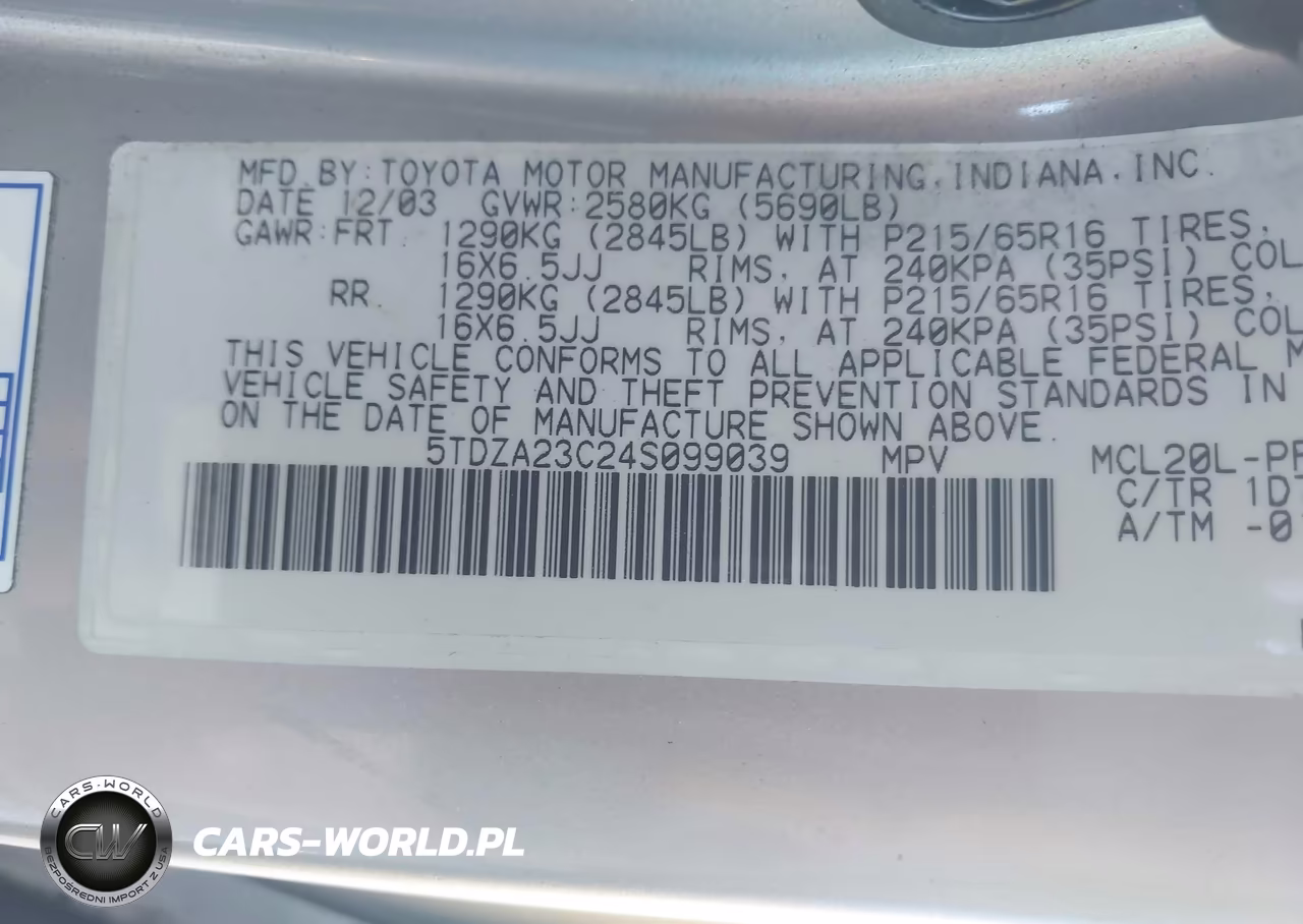 2004 Toyota Sienna Le VIN:5TDZA23C24S099039 - 9