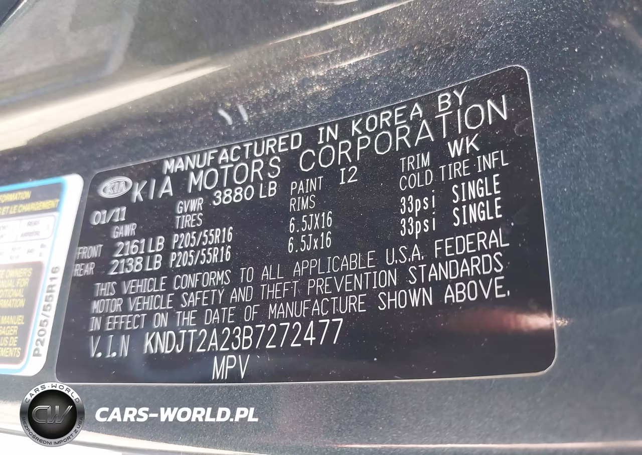 2011 Kia Soul + VIN:KNDJT2A23B7272477 - 9