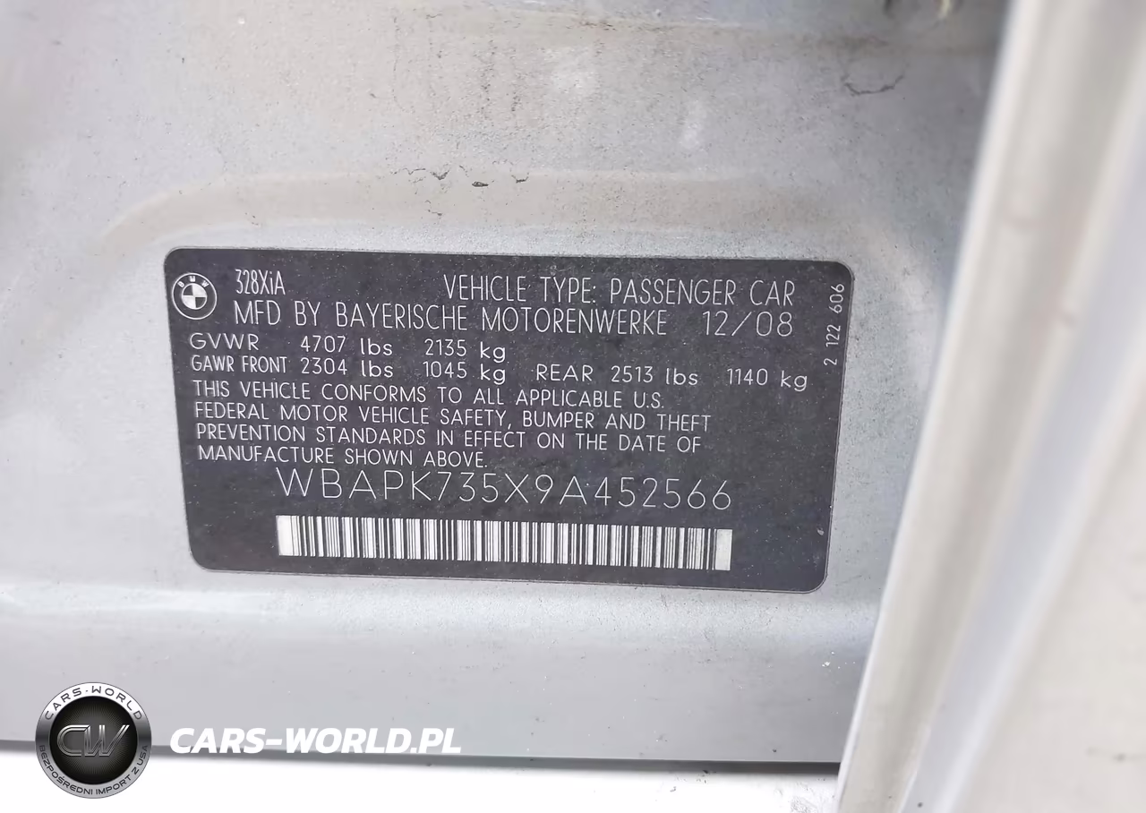 2009 BMW 328I xDrive VIN:WBAPK735X9A452566 - 9