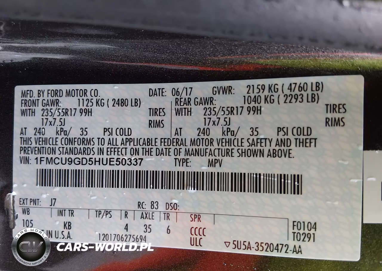 2017 Ford Escape Se VIN:1FMCU9GD5HUE50337 - 9