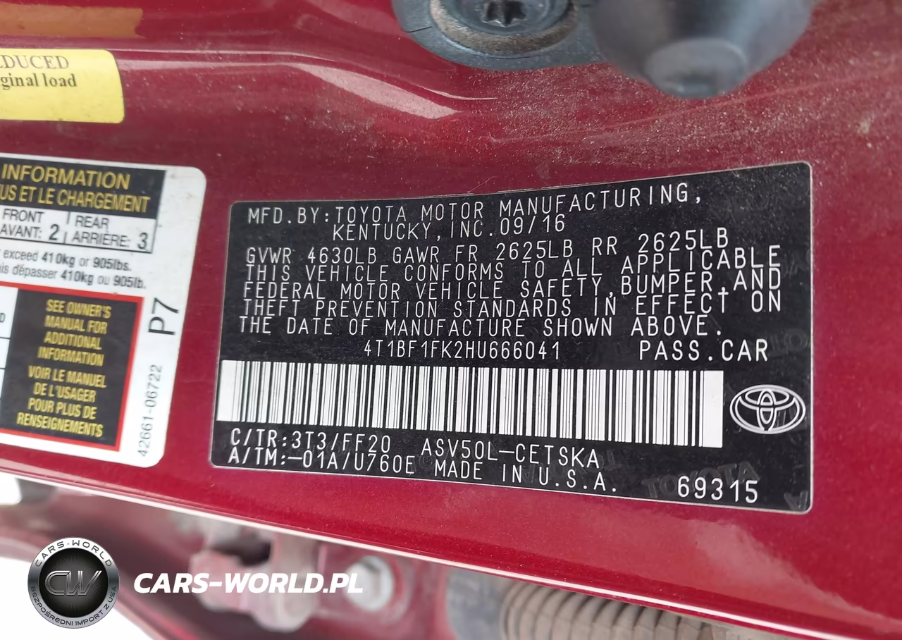 2017 Toyota Camry Se VIN:4T1BF1FK2HU666041 - 9
