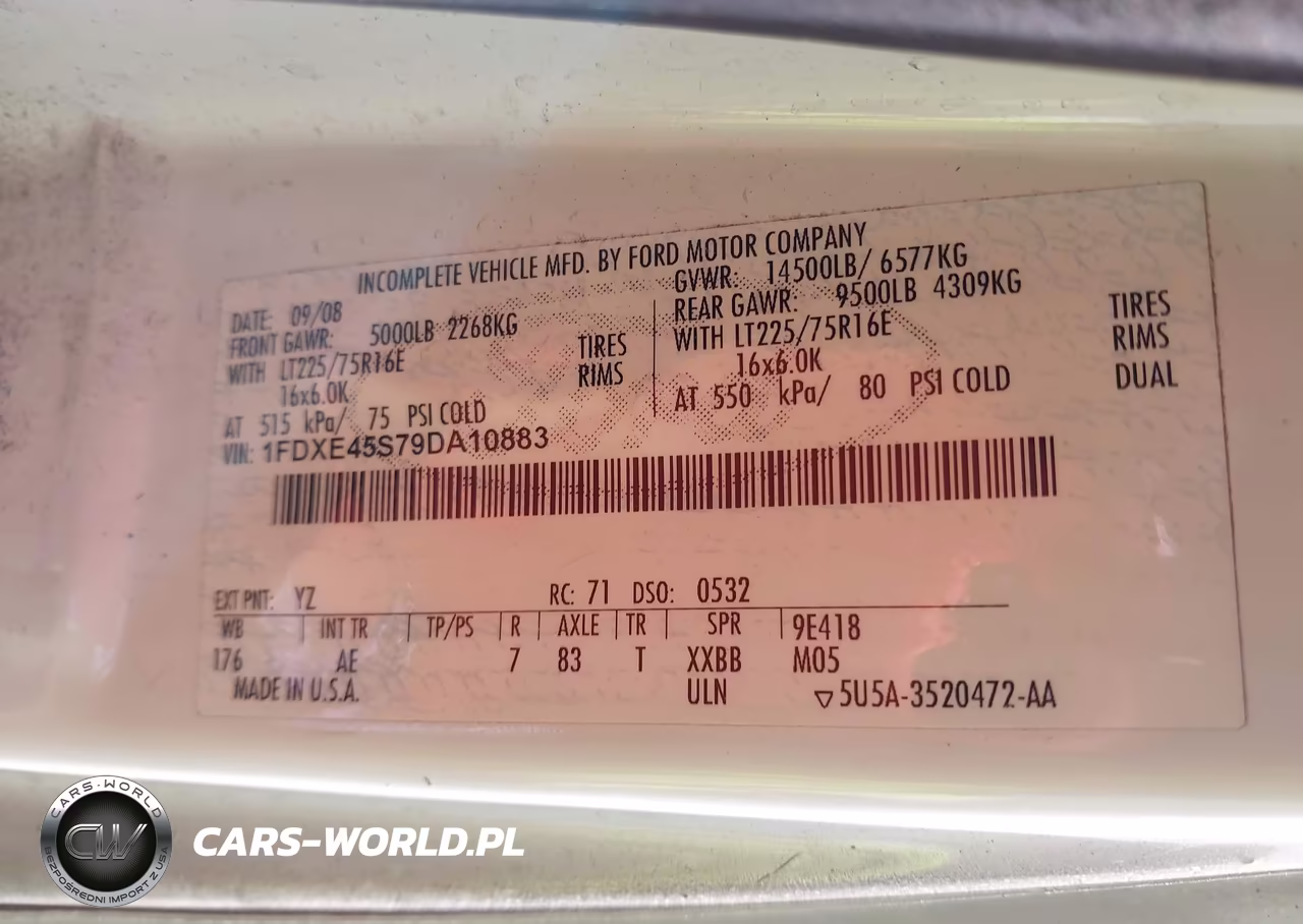 2009 Ford E-450 Cutaway VIN:1FDXE45S79DA10883 - 9