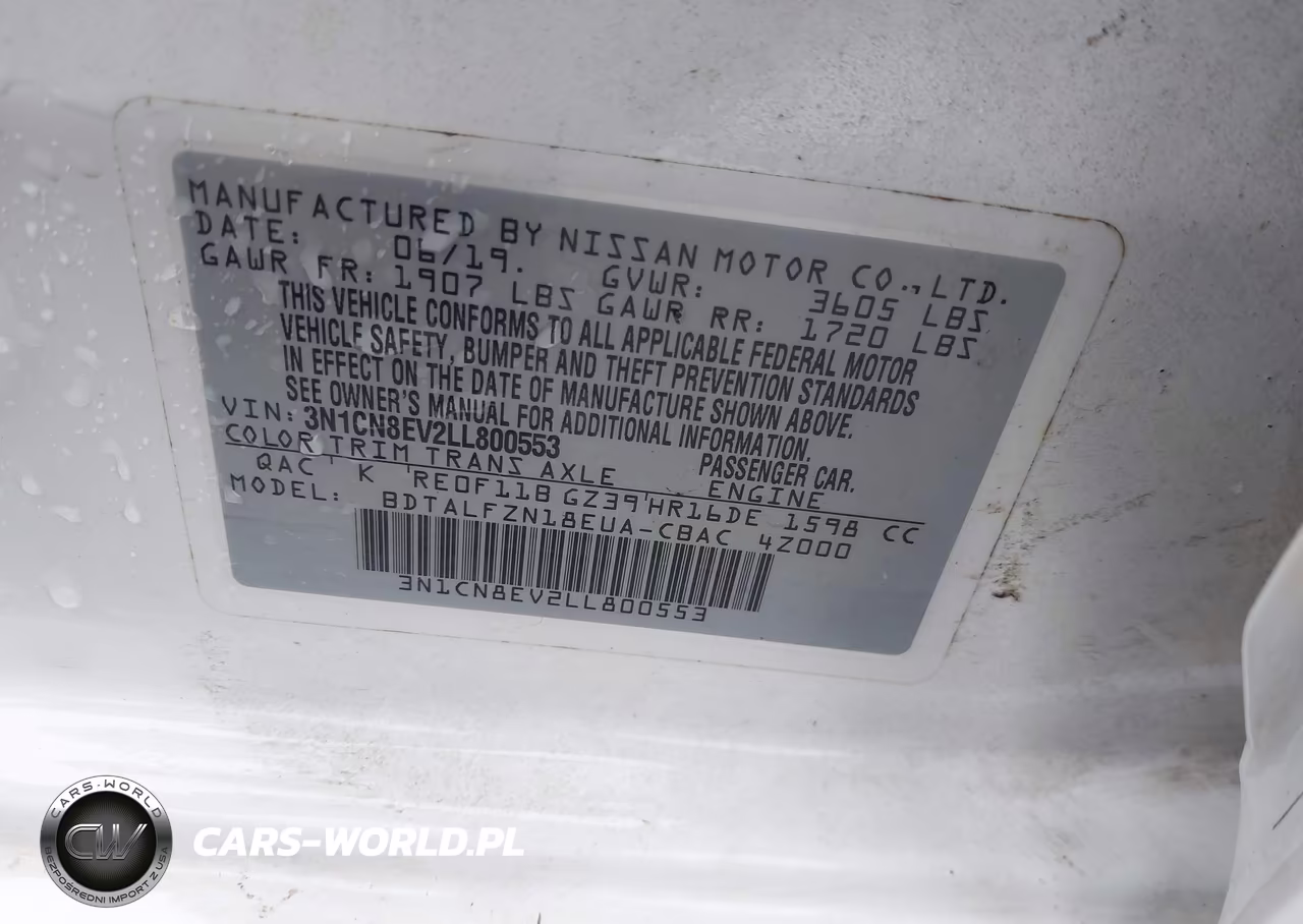 2020 Nissan Versa Sv Xtronic Cvt VIN:3N1CN8EV2LL800553 - 9