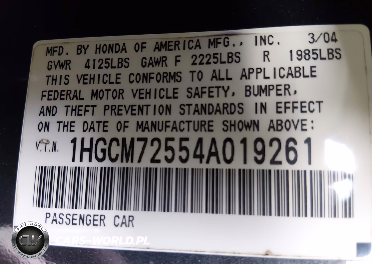 2004 Honda Accord 2.4 Ex VIN:1HGCM72554A019261 - 9
