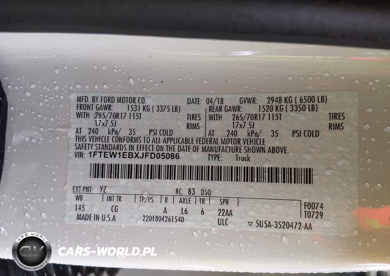 2018 Ford F-150 Xl VIN:1FTEW1EBXJFD05086 - 9
