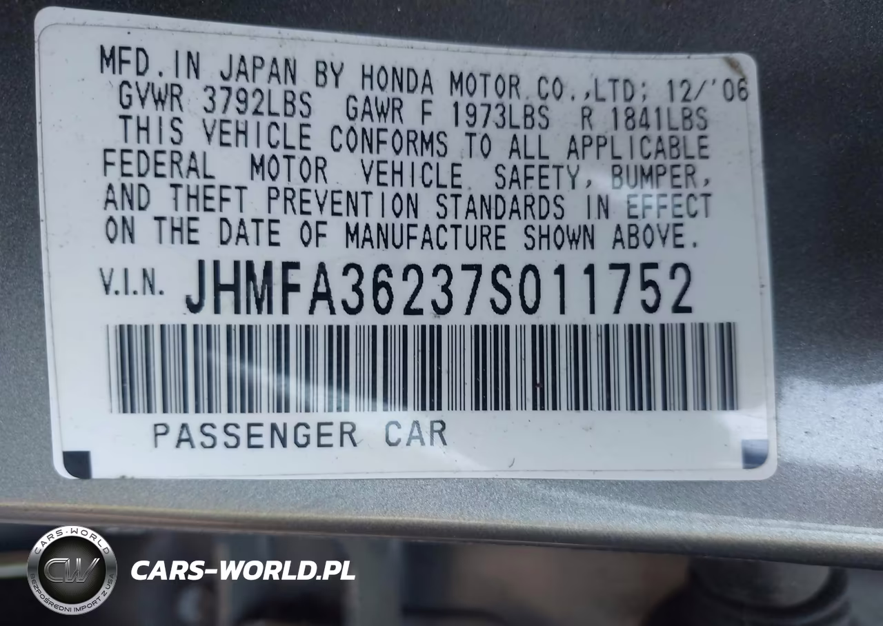 2007 Honda Civic Hybrid VIN:JHMFA36237S011752 - 9