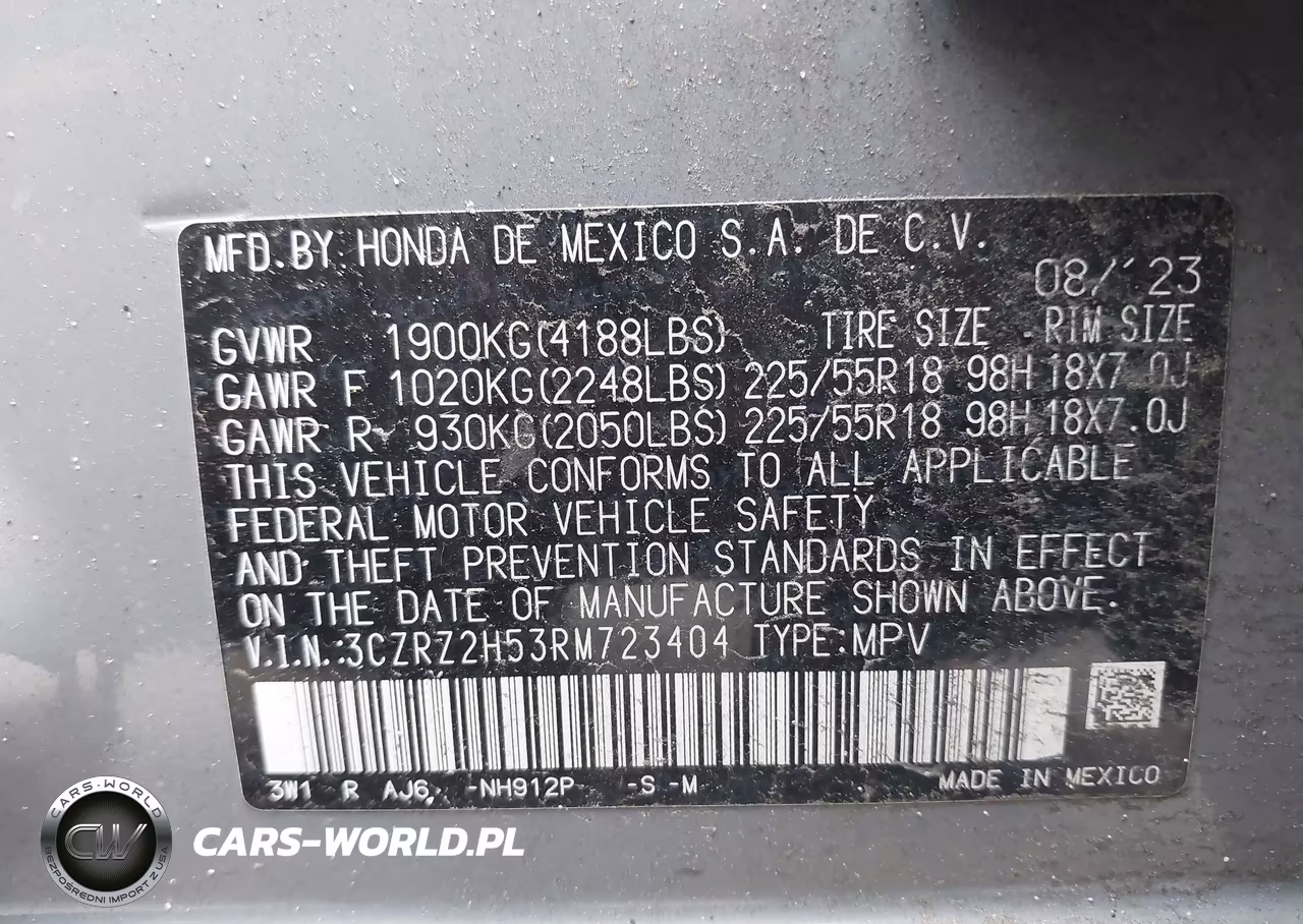2024 Honda Hr-V Awd Sport-Awd Sport W-O Bsi VIN:3CZRZ2H53RM723404 - 9