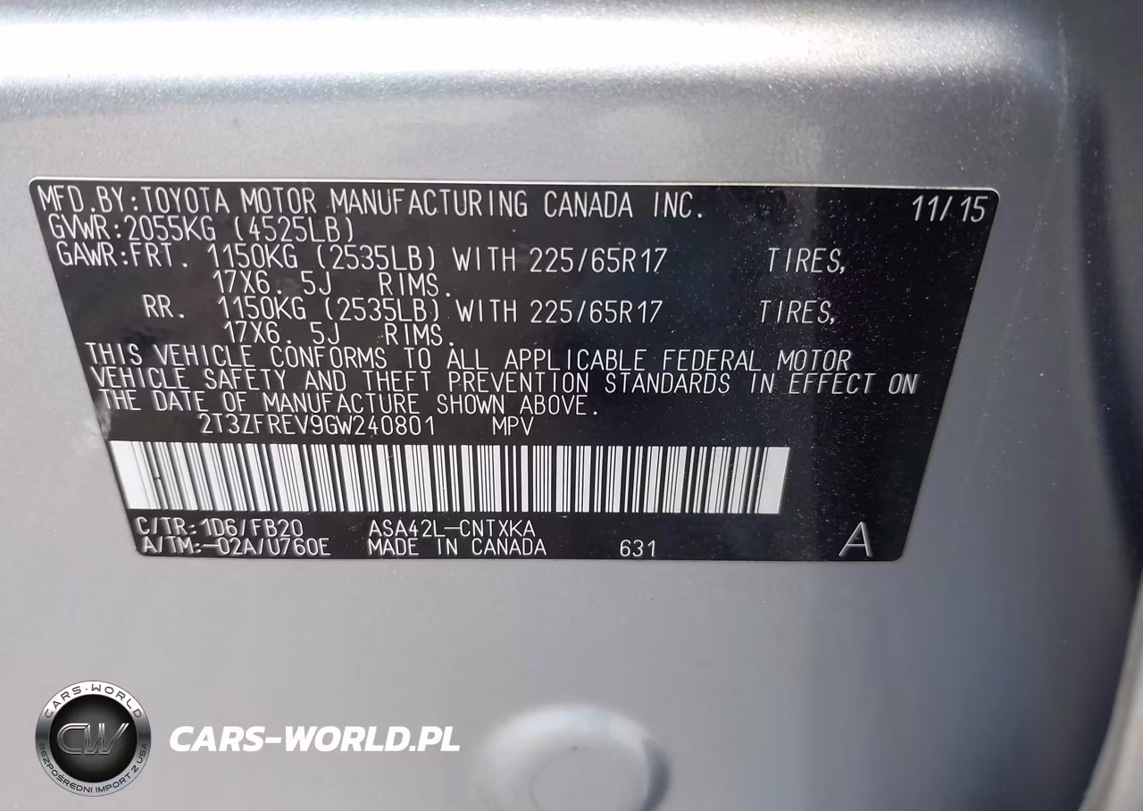 2016 Toyota Rav4 Le VIN:2T3ZFREV9GW240801 - 9