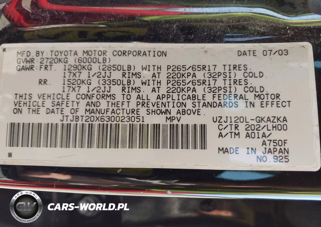 2003 Lexus Gx 470 VIN:JTJBT20X630023051 - 9