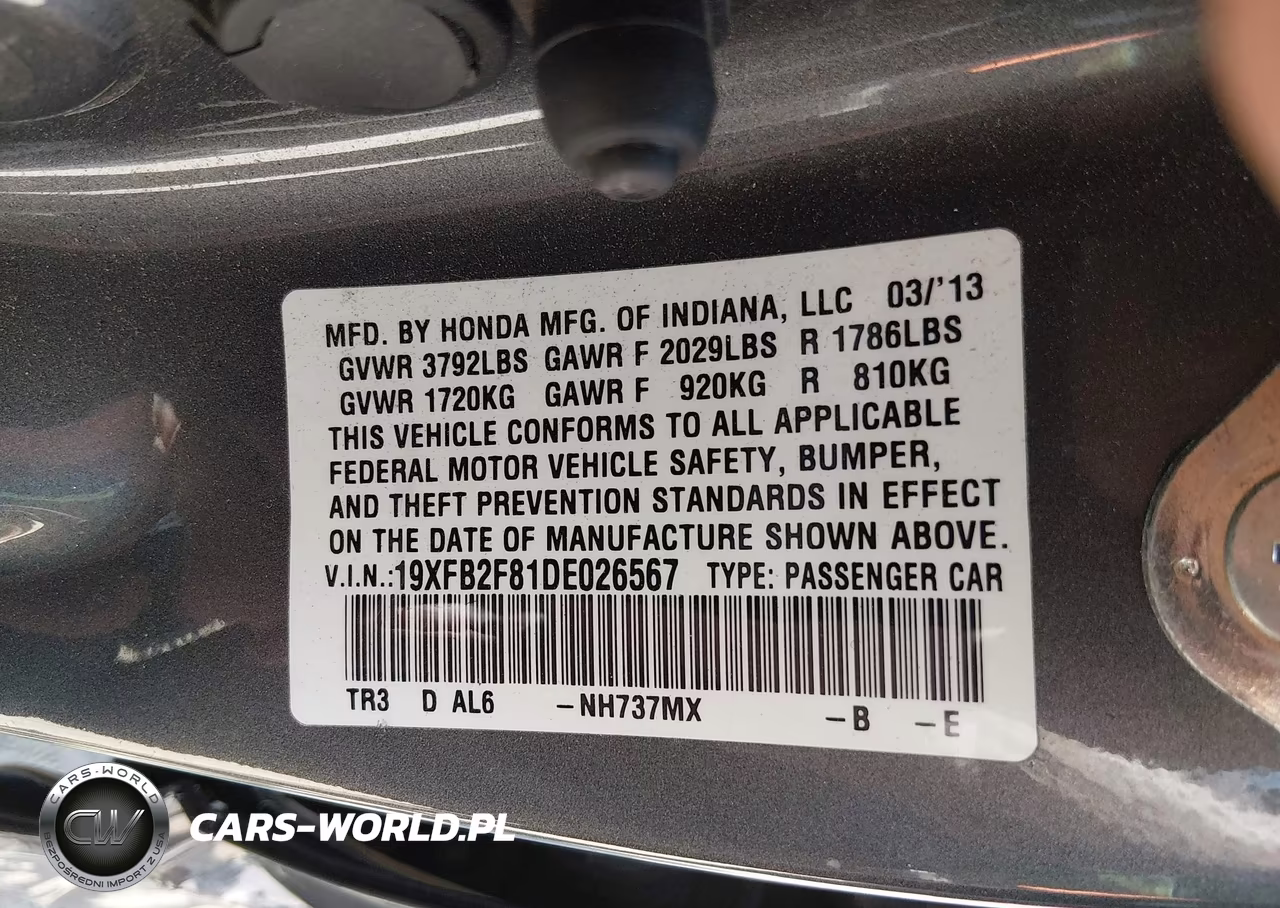 2013 Honda Civic Ex VIN:19XFB2F81DE026567 - 9