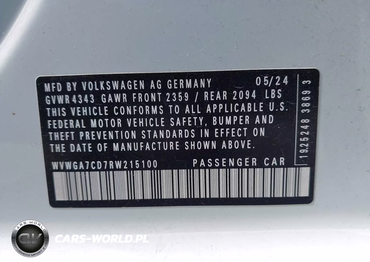 2024 Volkswagen Golf Gti 2.0T S VIN:WVWGA7CD7RW215100 - 9