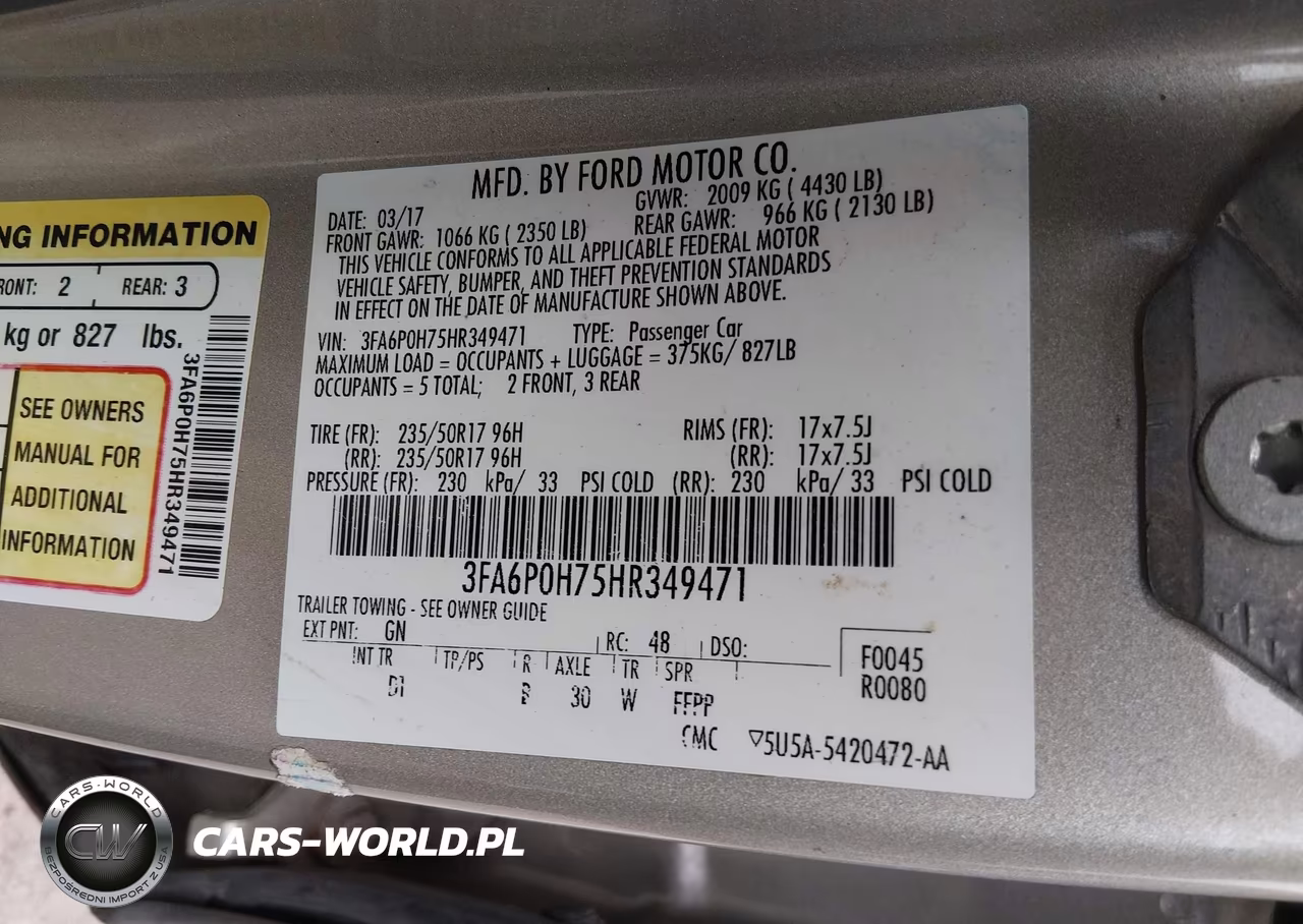 2017 Ford Fusion Se VIN:3FA6P0H75HR349471 - 9