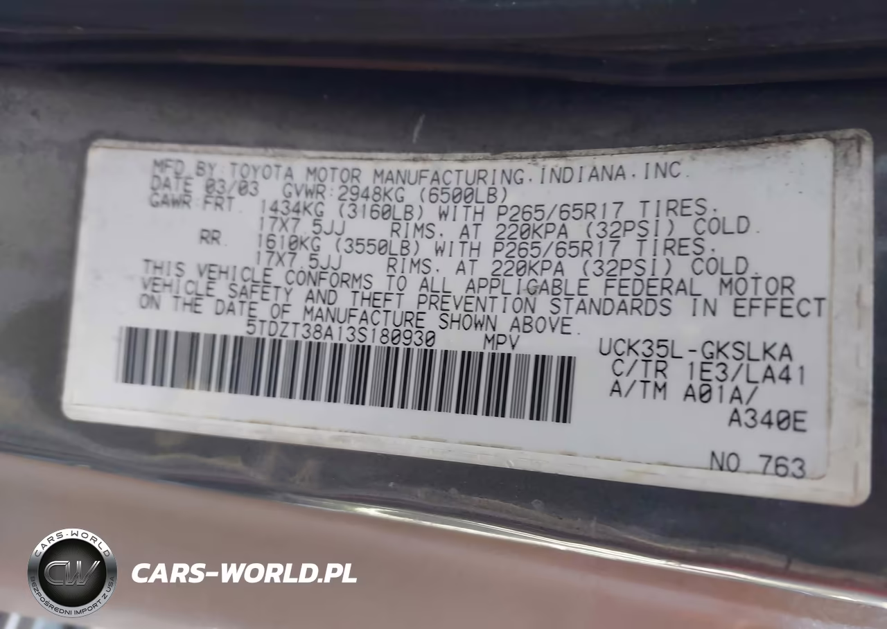 2003 Toyota Sequoia Limited V8 VIN:5TDZT38A13S180930 - 9