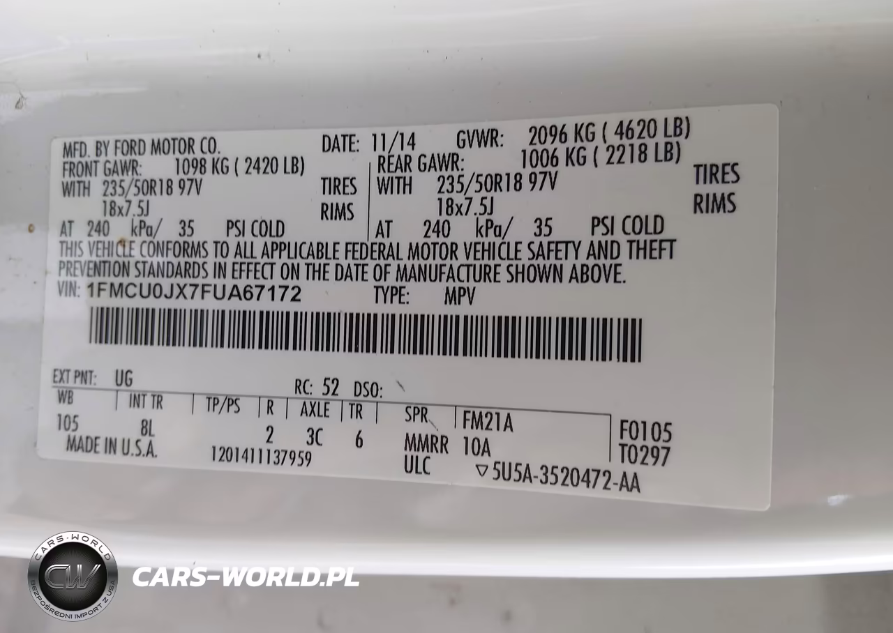 2015 Ford Escape Titanium VIN:1FMCU0JX7FUA67172 - 9