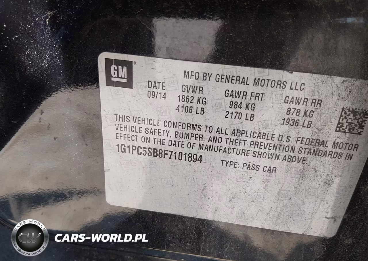 2015 Chevrolet Cruze 1Lt Auto VIN:1G1PC5SB8F7101894 - 9