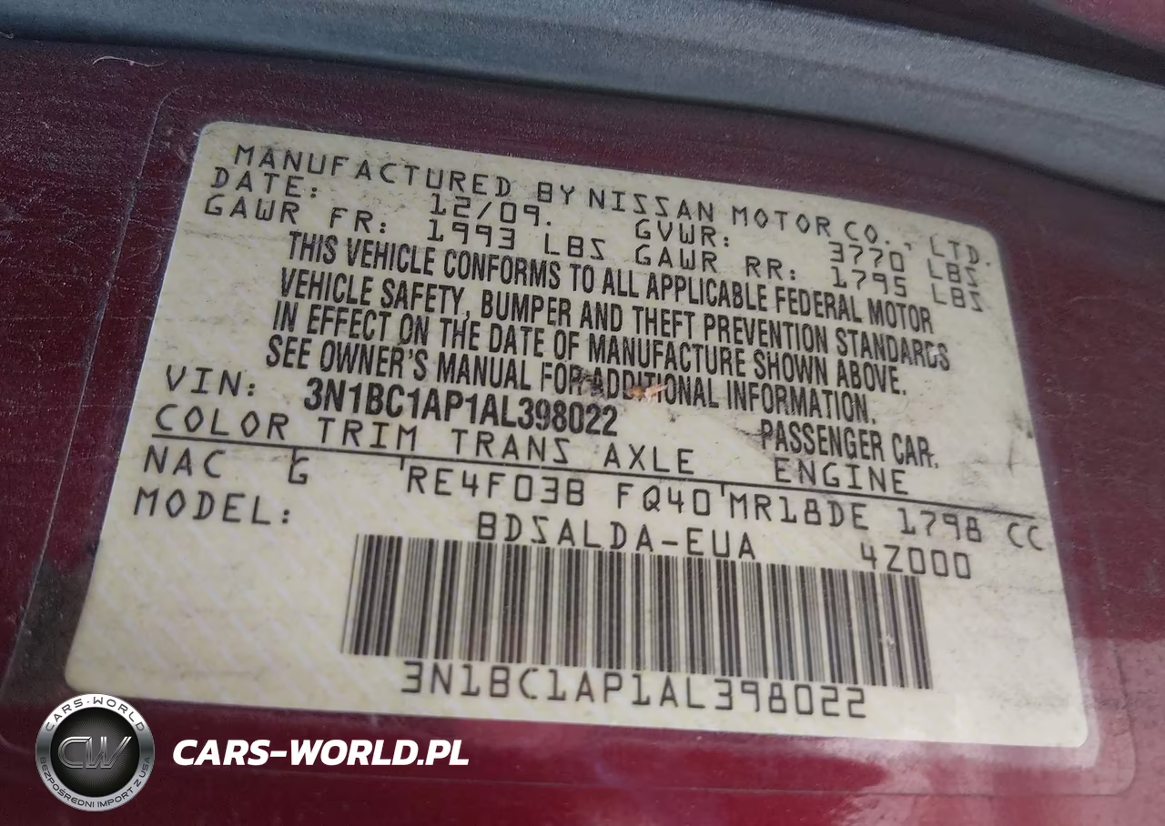 2010 Nissan Versa 1.8S VIN:3N1BC1AP1AL398022 - 9