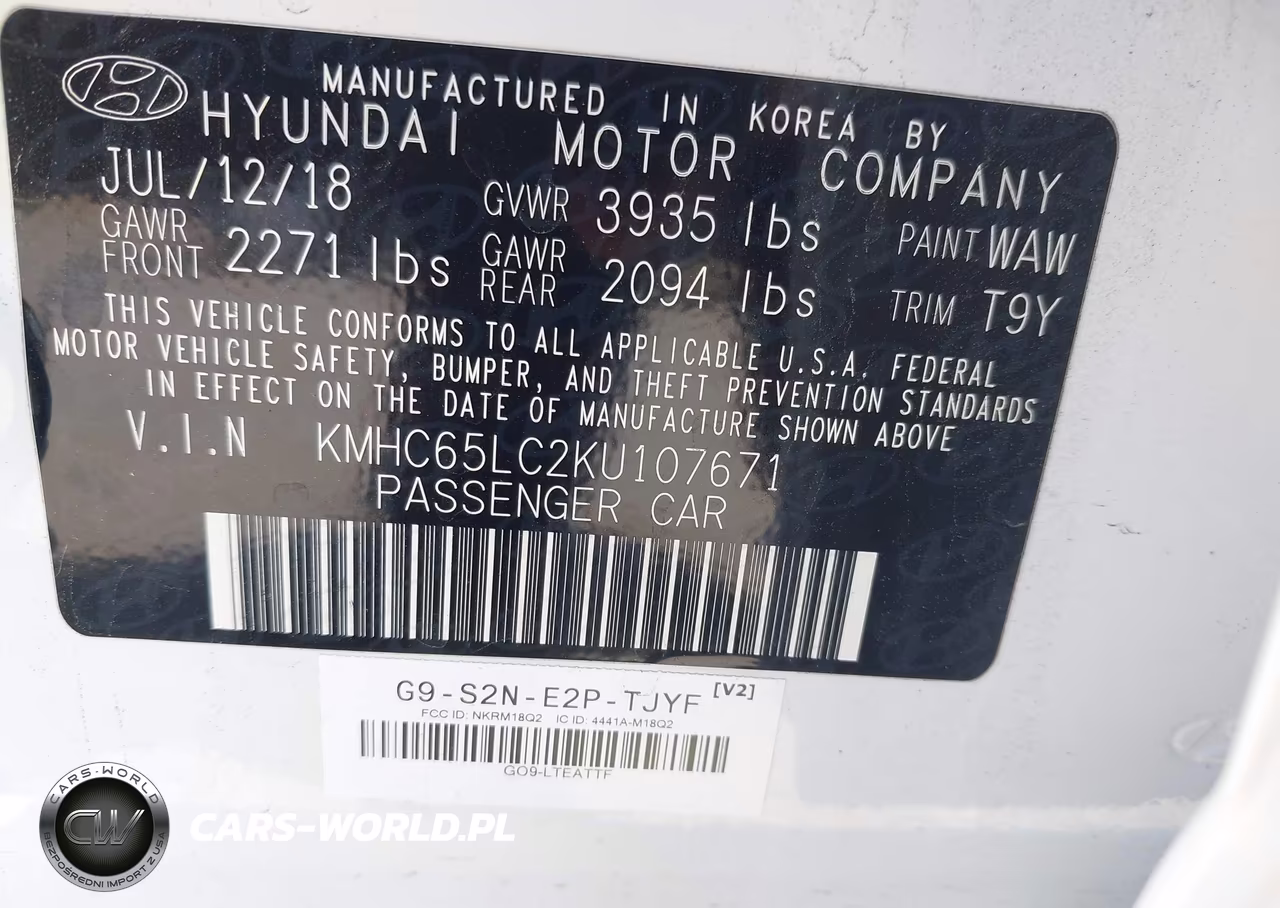 2019 Hyundai Ioniq Hybrid Blue VIN:KMHC65LC2KU107671 - 9