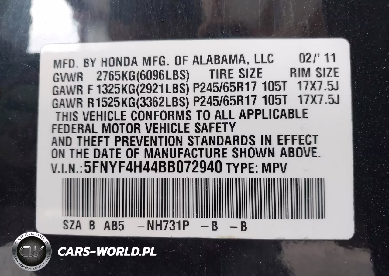 2011 HONDA PILOT EX VIN:5FNYF4H44BB072940 - 9