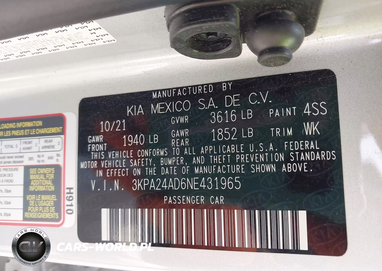 2022 Kia Rio S VIN:3KPA24AD6NE431965 - 9