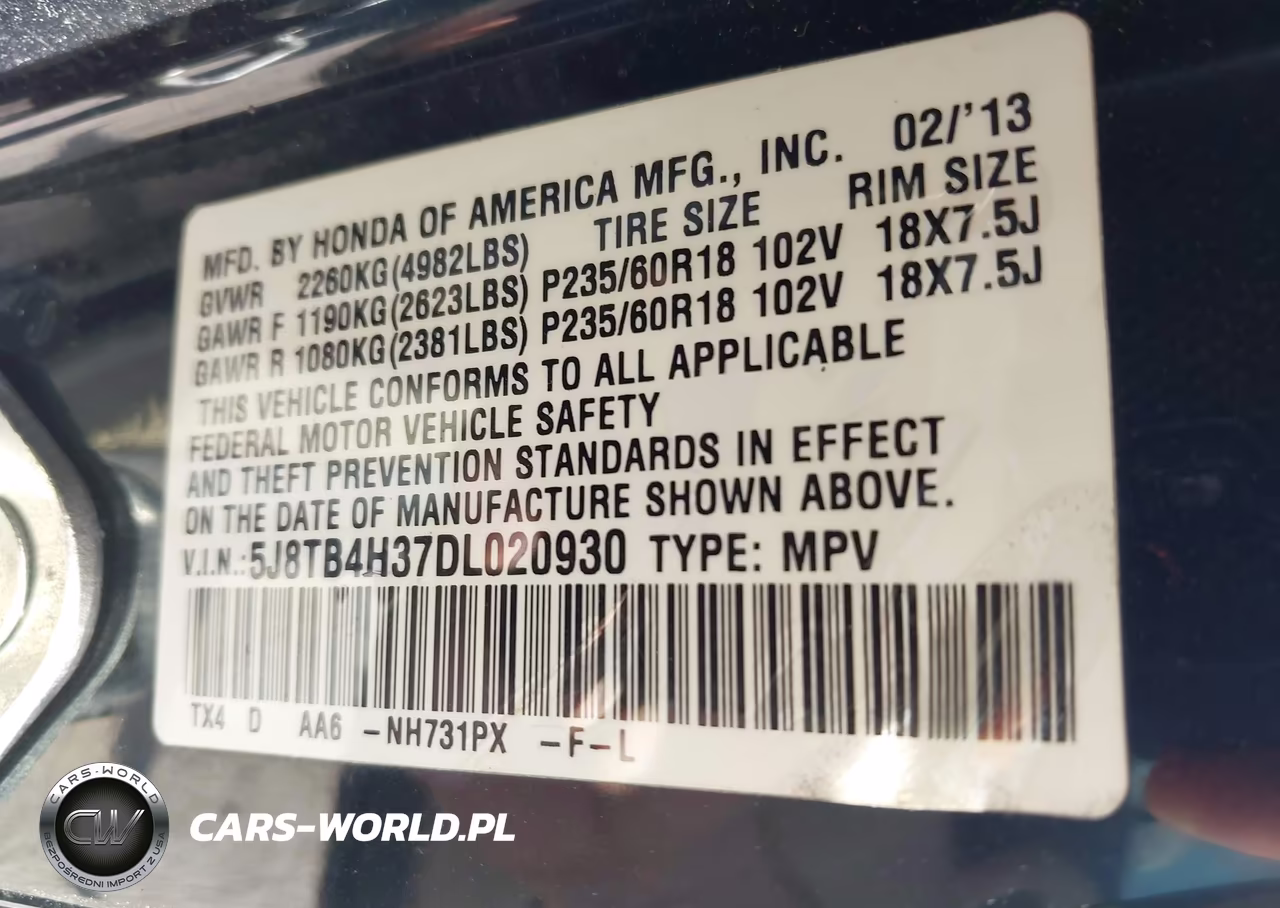 2013 Acura Rdx VIN:5J8TB4H37DL020930 - 9