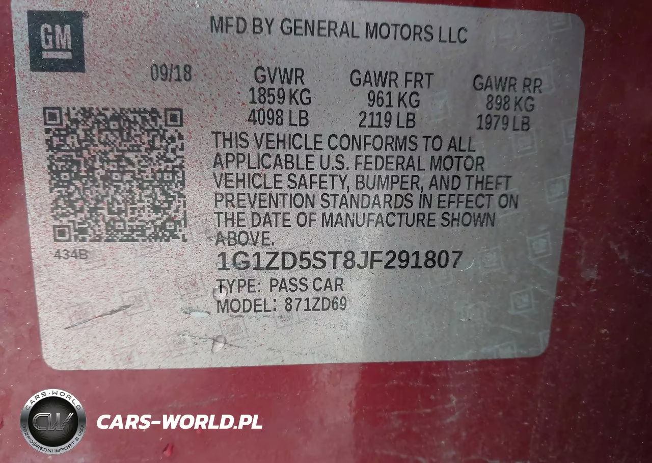 2018 Chevrolet Malibu Lt VIN:1G1ZD5ST8JF291807 - 9