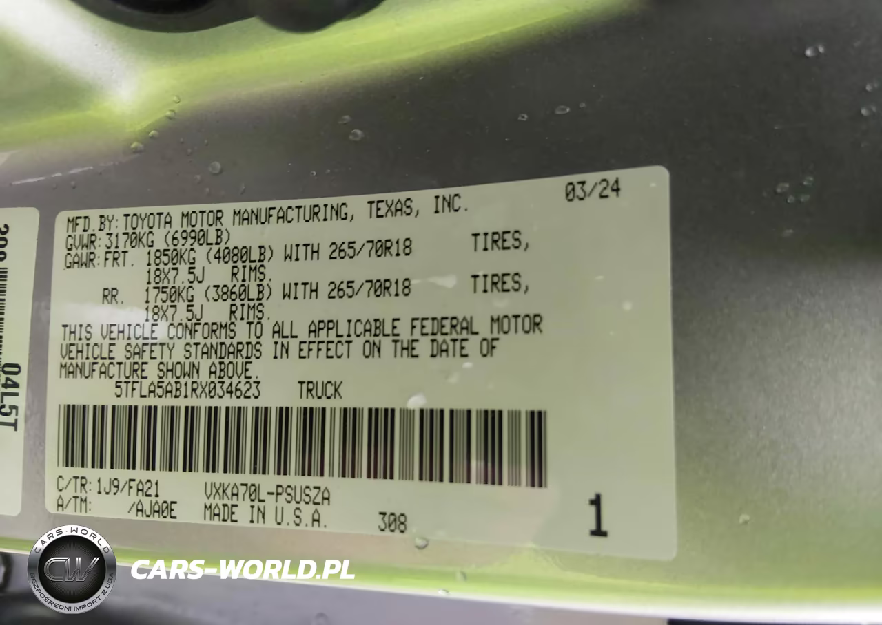 2024 Toyota Tundra Sr5 VIN:5TFLA5AB1RX034623 - 9