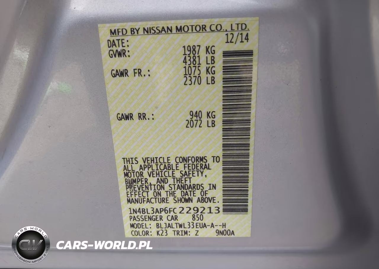 2015 Nissan Altima 3.5 Sl VIN:1N4BL3AP6FC229213 - 9