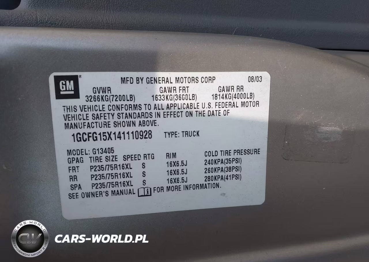 2004 Chevrolet Express VIN:1GCFG15X141110928 - 9